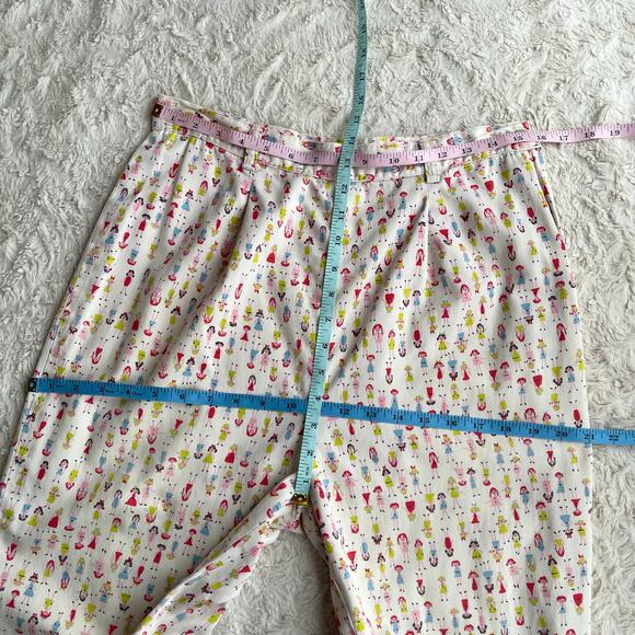 Vintage 80s 90s Banana Republic girl doll print trouser pants high rise cotton L - Picture 5 of 15